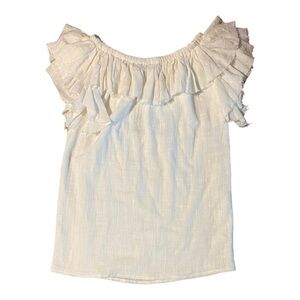 SIR THE LABEL New Off White CHESSA Cotton Off Shoulder Mini Dress 1 SMALL NWT